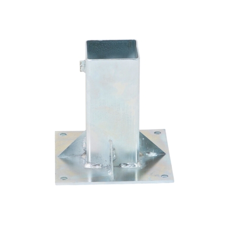 Vista frontal del Soporte para poste cuadrado 80x80 mm