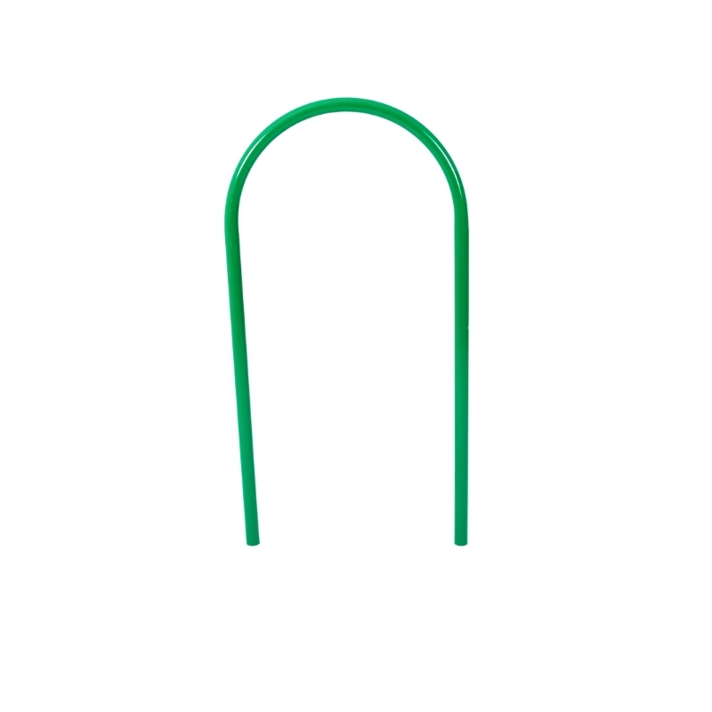 Vista frontal del Aparca bicis tubular verde Vista frontal del Aparca bicis tubular verde