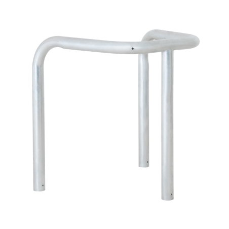 Vista de 3/4 del estribo de protección galvanizado diámetro 60 mm