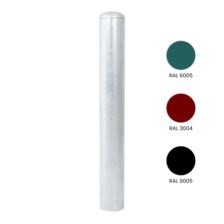 Vista general del bolardo de acero galvanizado diam.160 mm con los colores disponibles