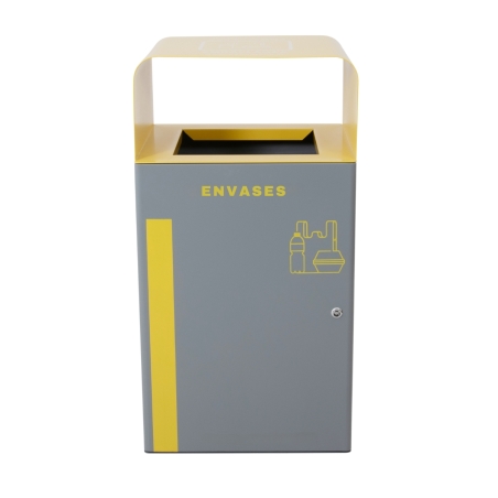 Vista frontal del Cubo reciclaje exterior para envases 100 L