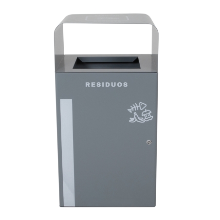 Vista frontal del Cubo reciclaje exterior para residuos 100 L