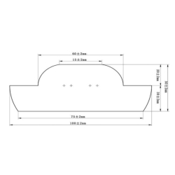 Esquema de las dimensiones del Captafaro de vidrio templado