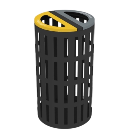 Vista de la papelera de reciclaje doble compartimento 65 litros