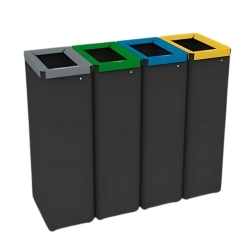 Vista general de las 4 papeleras de reciclaje selectivo de 42 litros