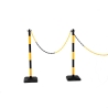 Vista general del kit de 2 postes de PVC, base lastrada + 1 cadena de 25 metros - Negro y amarillo
