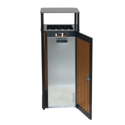 Vista interior de la papelera urbana efecto madera KOA 60L