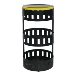 Vista frontal de la papelera de seguridad para reciclaje selectivo