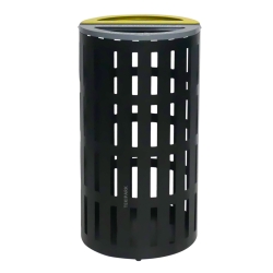 Vista frontal de la papelera de reciclaje doble compartimento 65 litros