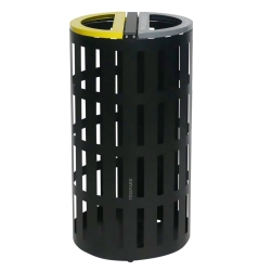 Vista de perfil de la papelera de reciclaje doble compartimento 65 litros