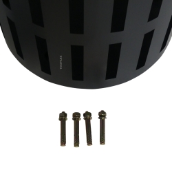 Vista de los tornillos de la papelera de reciclaje doble compartimento 65 litros