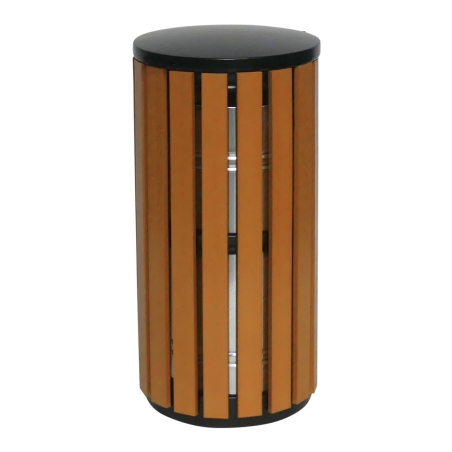 Vista general de la papelera urbana imitación madera 60 L ELSA