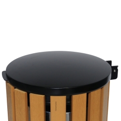 Vista superior de la papelera urbana imitación madera 60 L ELSA