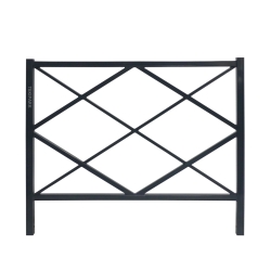 Vista frontal de la valla urbana metálica ROMBO (negro)