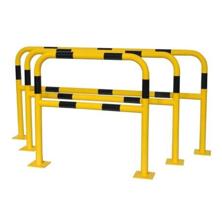 Vista general de la barrera de protección amarilla y negra