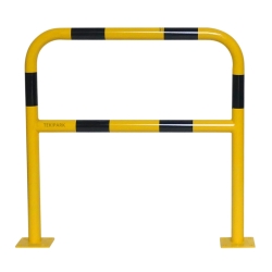 Vista frontal de la barrera de protección amarilla y negra (1000 mm)