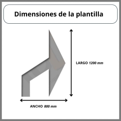 Vista dimensiones Plantilla de señalización con flecha direccional
