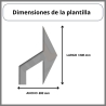 Vista dimensiones Plantilla de señalización con flecha direccional