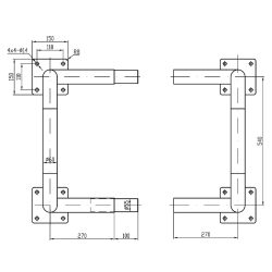 Esquema 3 del arco de protección ajustable 600 x 600 x 600 mm sobre pletinas