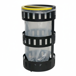 Vista con volsa de la papelera de seguridad para reciclaje selectivo