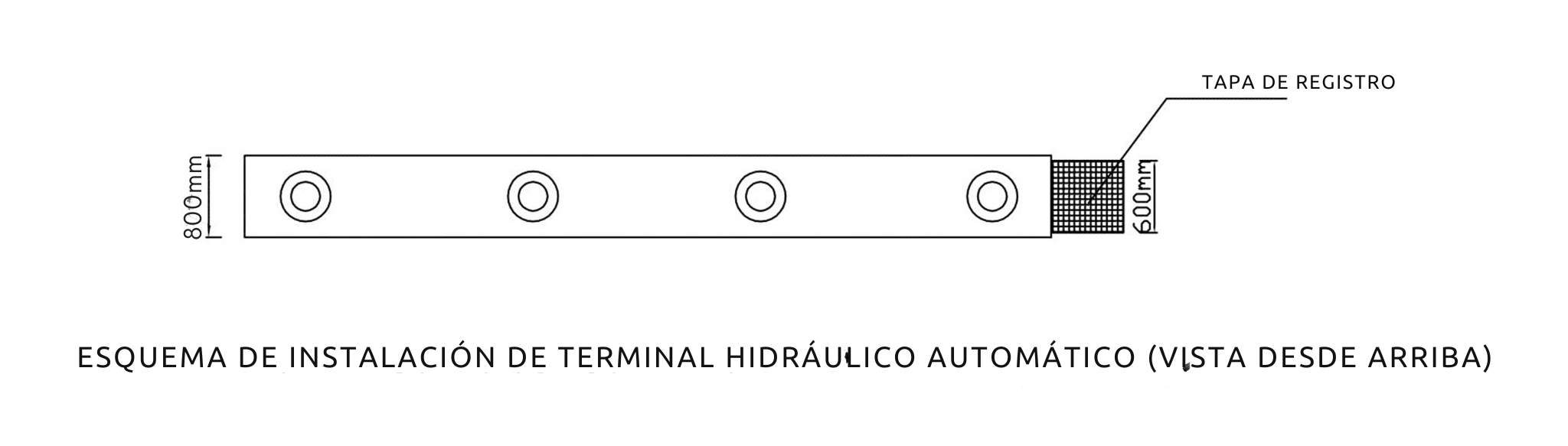 esquema instalación bolardo vista superior